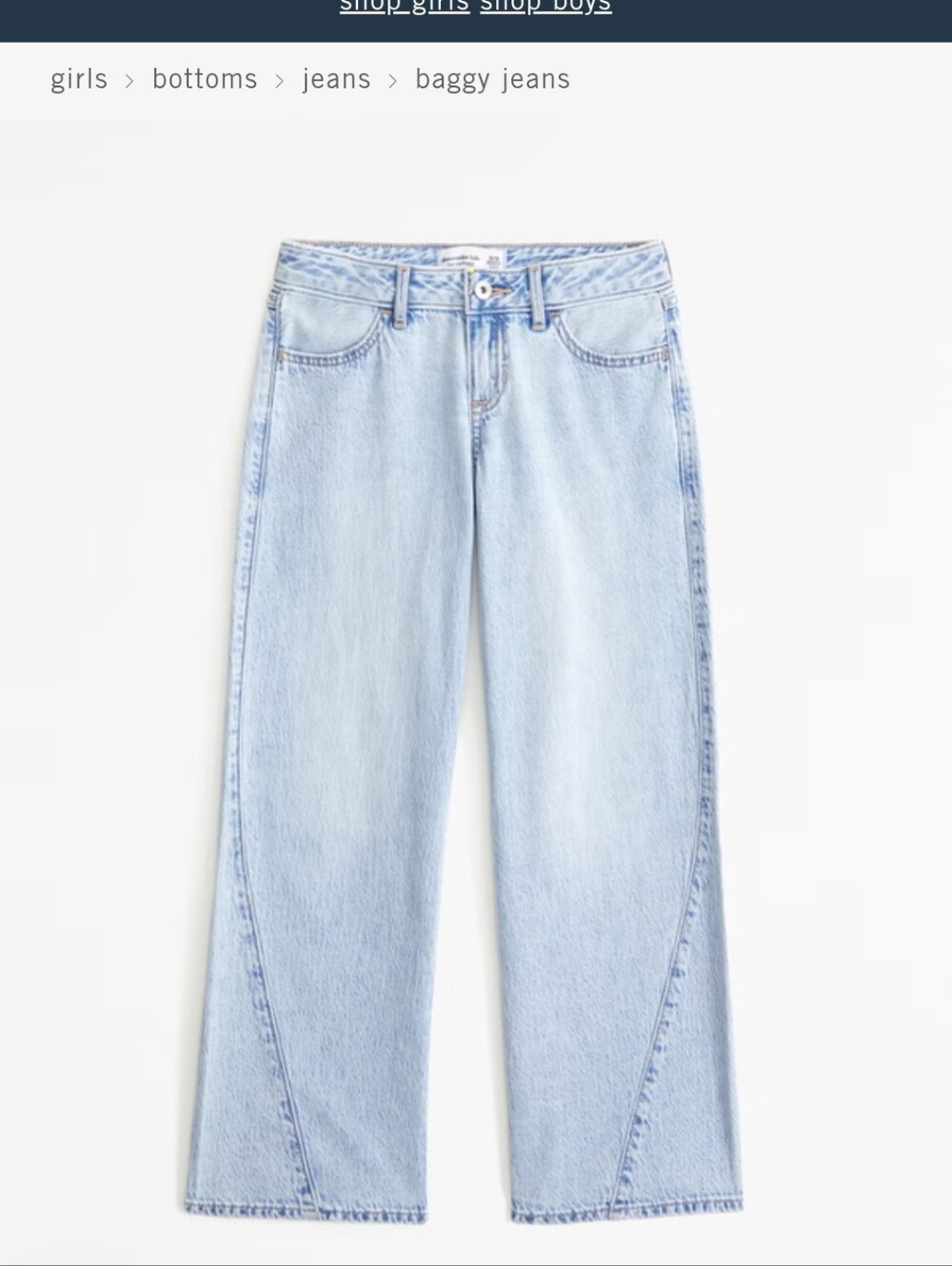abercrombie kids Light Blue Low Rise Baggy Leg Jeans